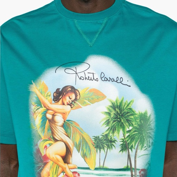 ROBERTO CAVALLI Hawaii-Print Cotton T-shirt - Picture 5 of 11
